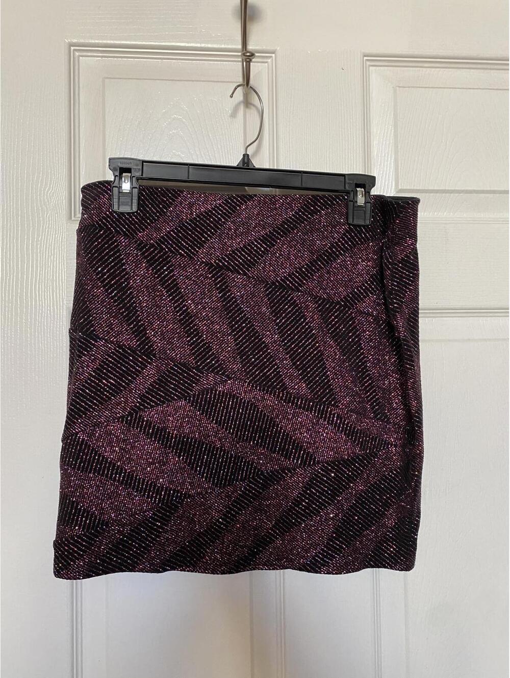Women's Glittery Purple and Black Patterned Dance Skirt XL